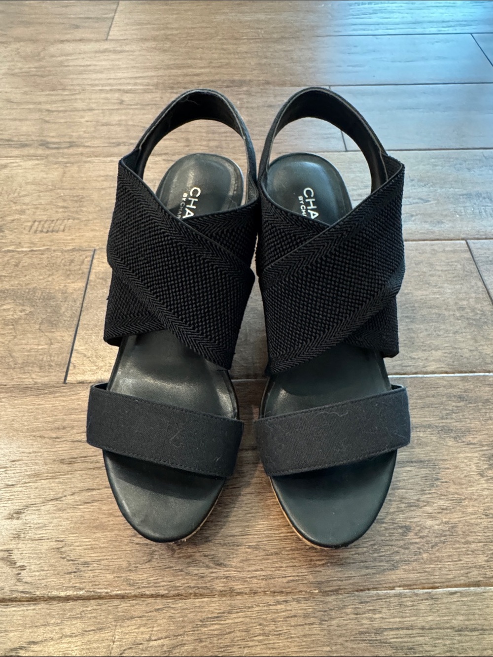 Charles By Charles David Black Crisscross Slingback Sandals